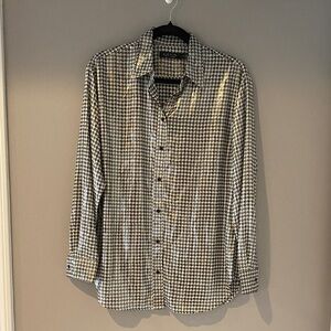 Lauren Ralph Lauren Black and White Houndstooth Button-Down Shirt. NWOT
